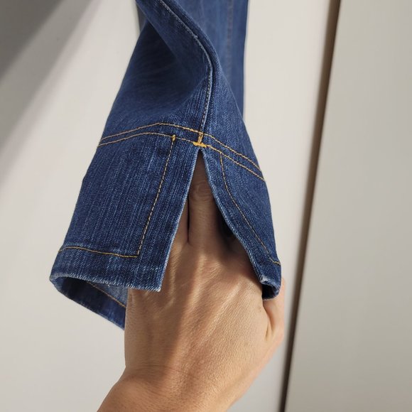 Semplice Blue High Rise Cropped Wide Leg Jeans Ankle Length Cut Pockets Size 8 - Picture 2 of 14